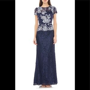 JS Collections Navy Lace Gown Sz8 NWT